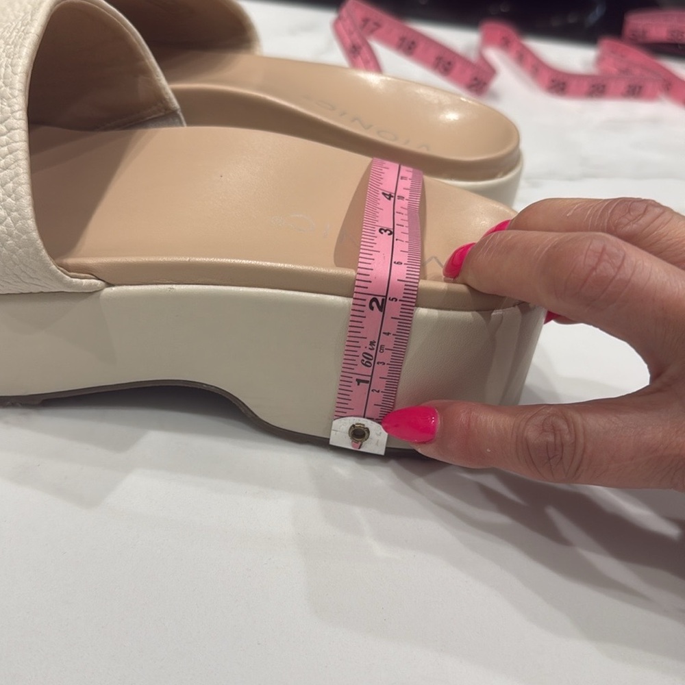 Bionic Tumbled Leather Platform Slides, Cream Col… - image 7